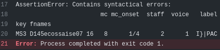 Displaying syntax errors